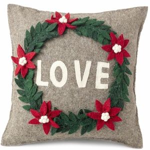 Arcadia Home Hand Felted Wool JOY - Wreath on Gray